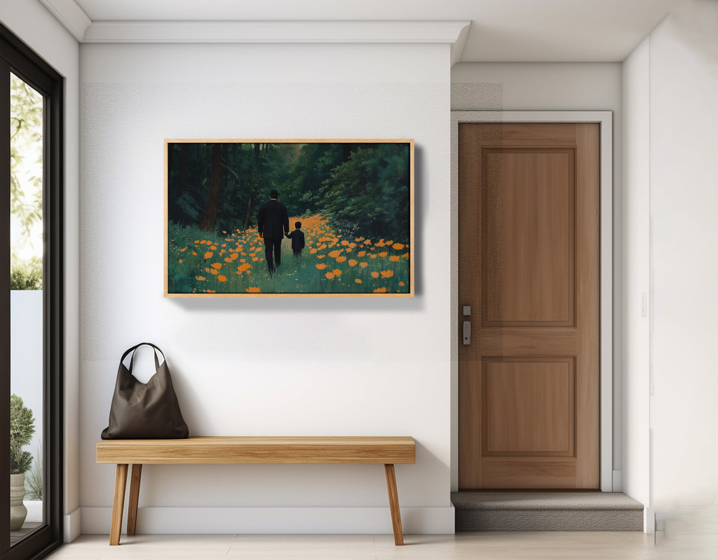 Black Father and Child Flower Field Black family wall art view 53