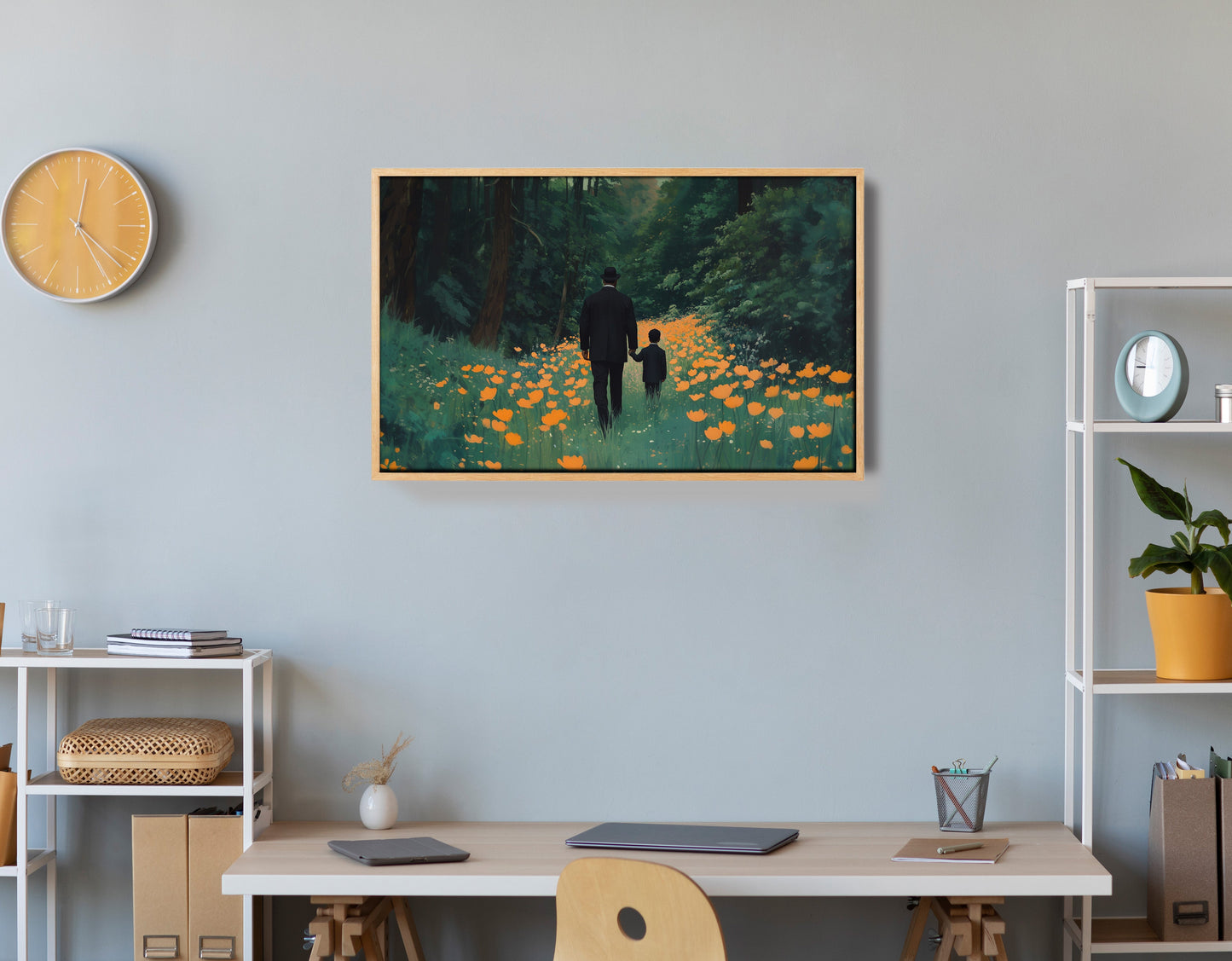 Black Father and Child Flower Field Black family wall art view 54