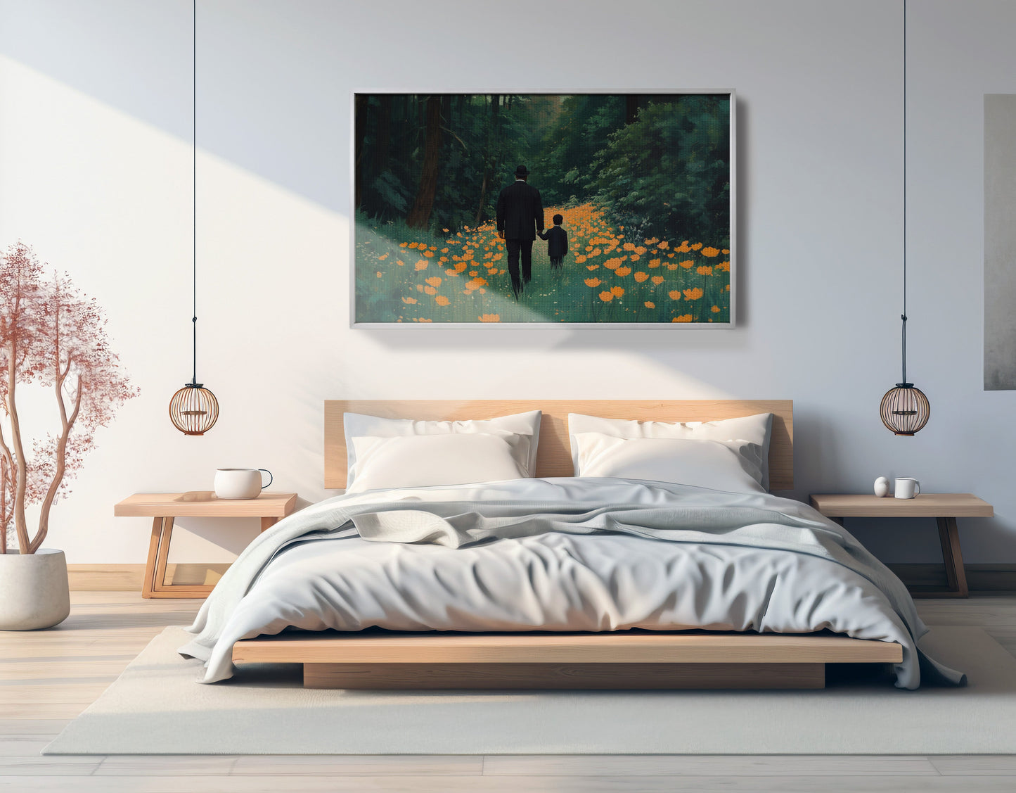 Black Father and Child Flower Field Black family wall art view 57