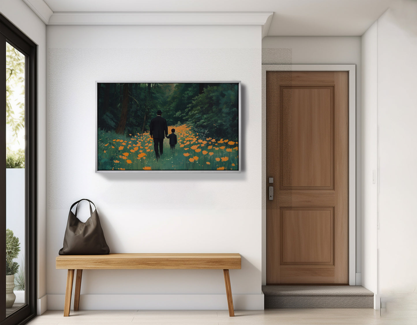 Black Father and Child Flower Field Black family wall art view 59