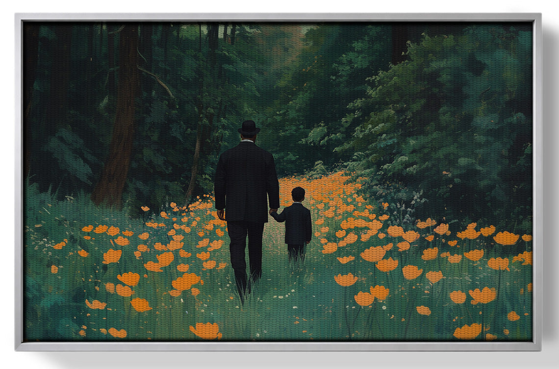 Black Father and Child Flower Field Black family wall art view 55