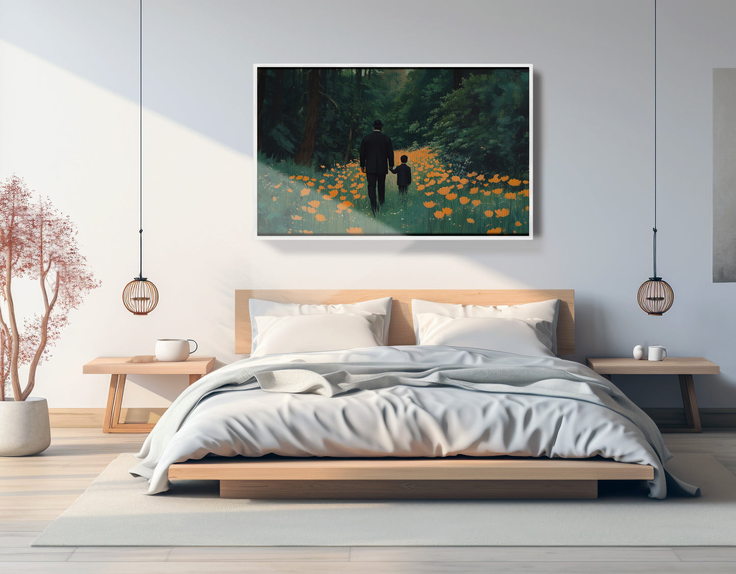 Black Father and Child Flower Field Black family wall art view 63
