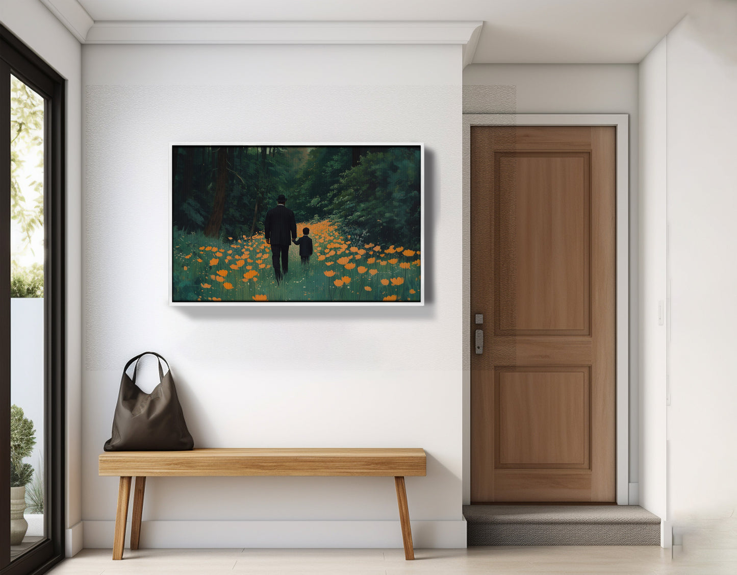 Black Father and Child Flower Field Black family wall art view 65