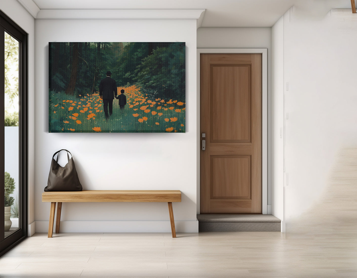 Black Father and Child Flower Field Black family wall art view 17