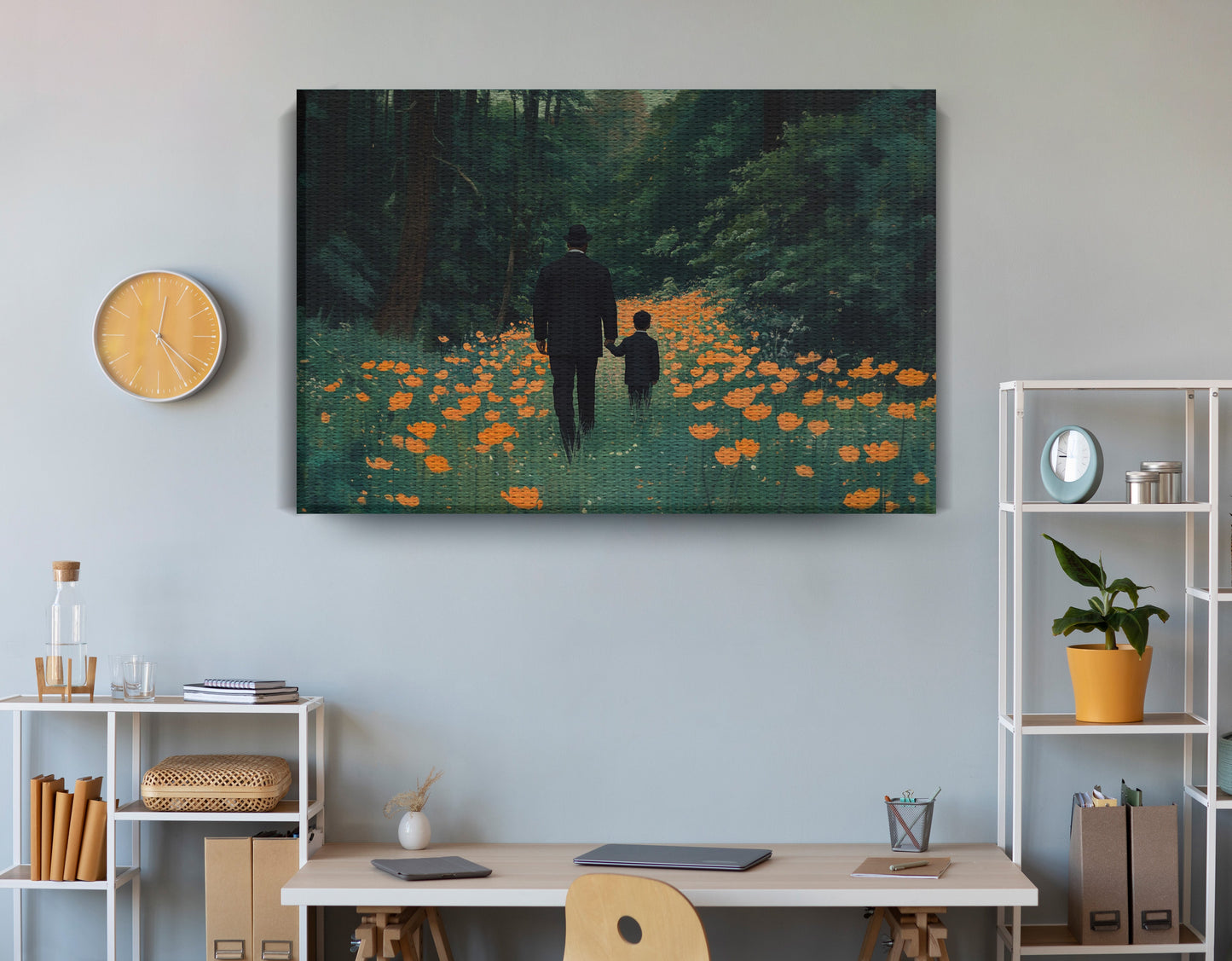 Black Father and Child Flower Field Black family wall art view 18