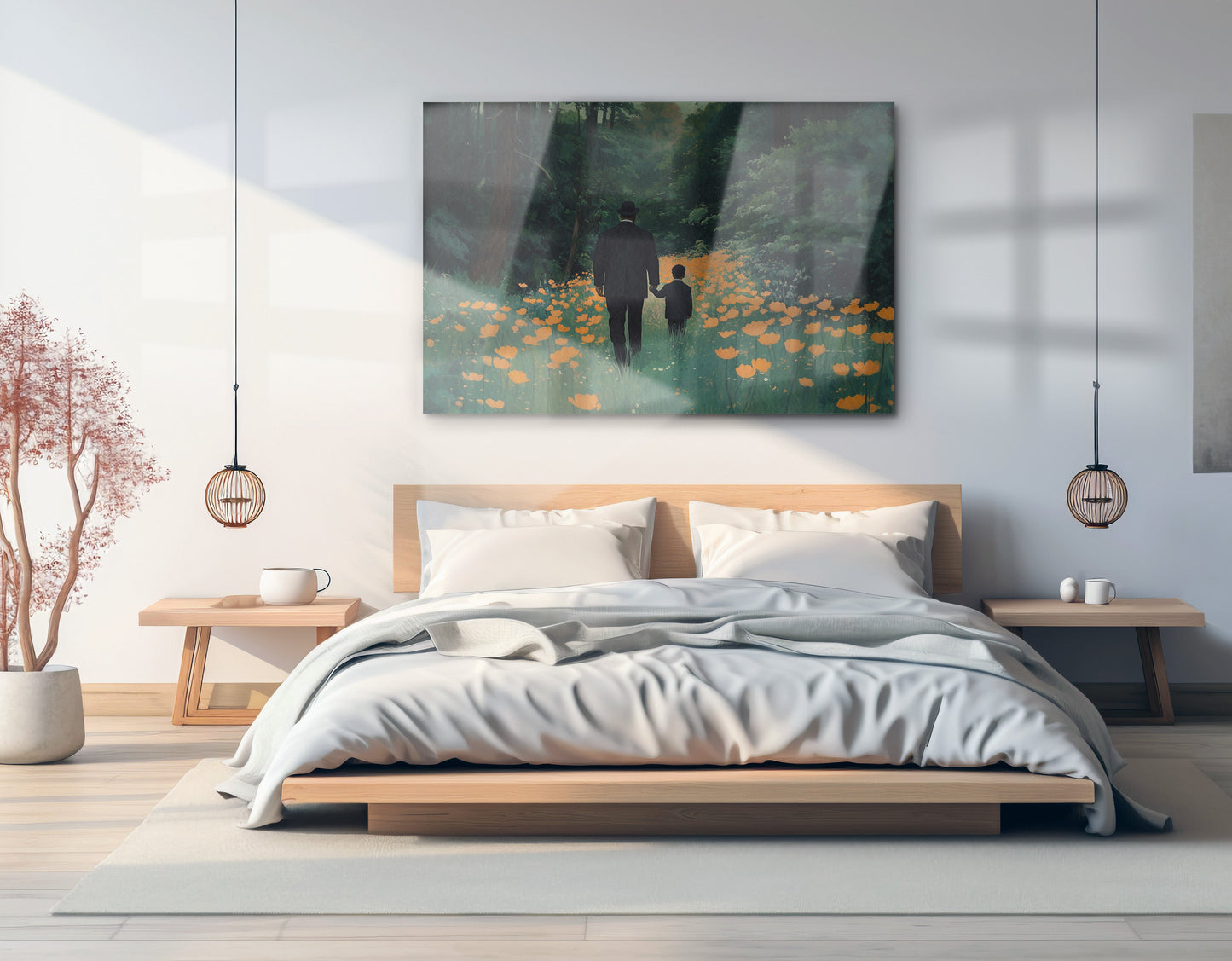 Black Father and Child Flower Field Black family wall art view 21