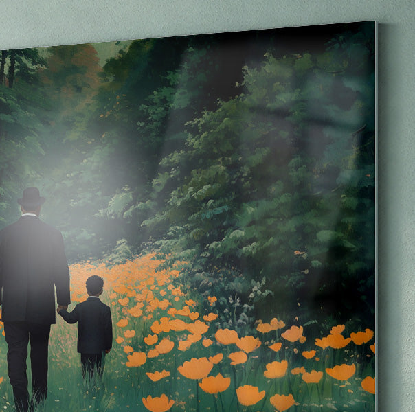 Black Father and Child Flower Field Black family wall art view 22