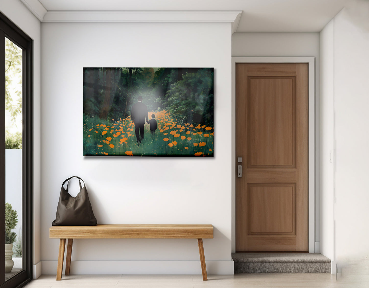 Black Father and Child Flower Field Black family wall art view 23