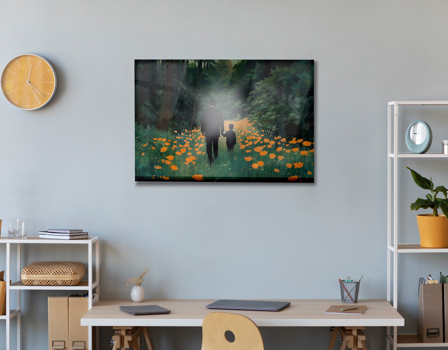 Black Father and Child Flower Field Black family wall art view 24