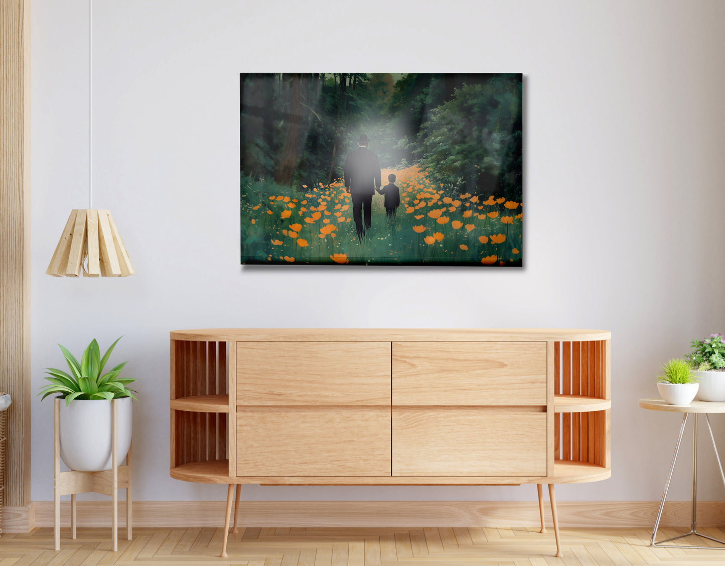Black Father and Child Flower Field Black family wall art view 20