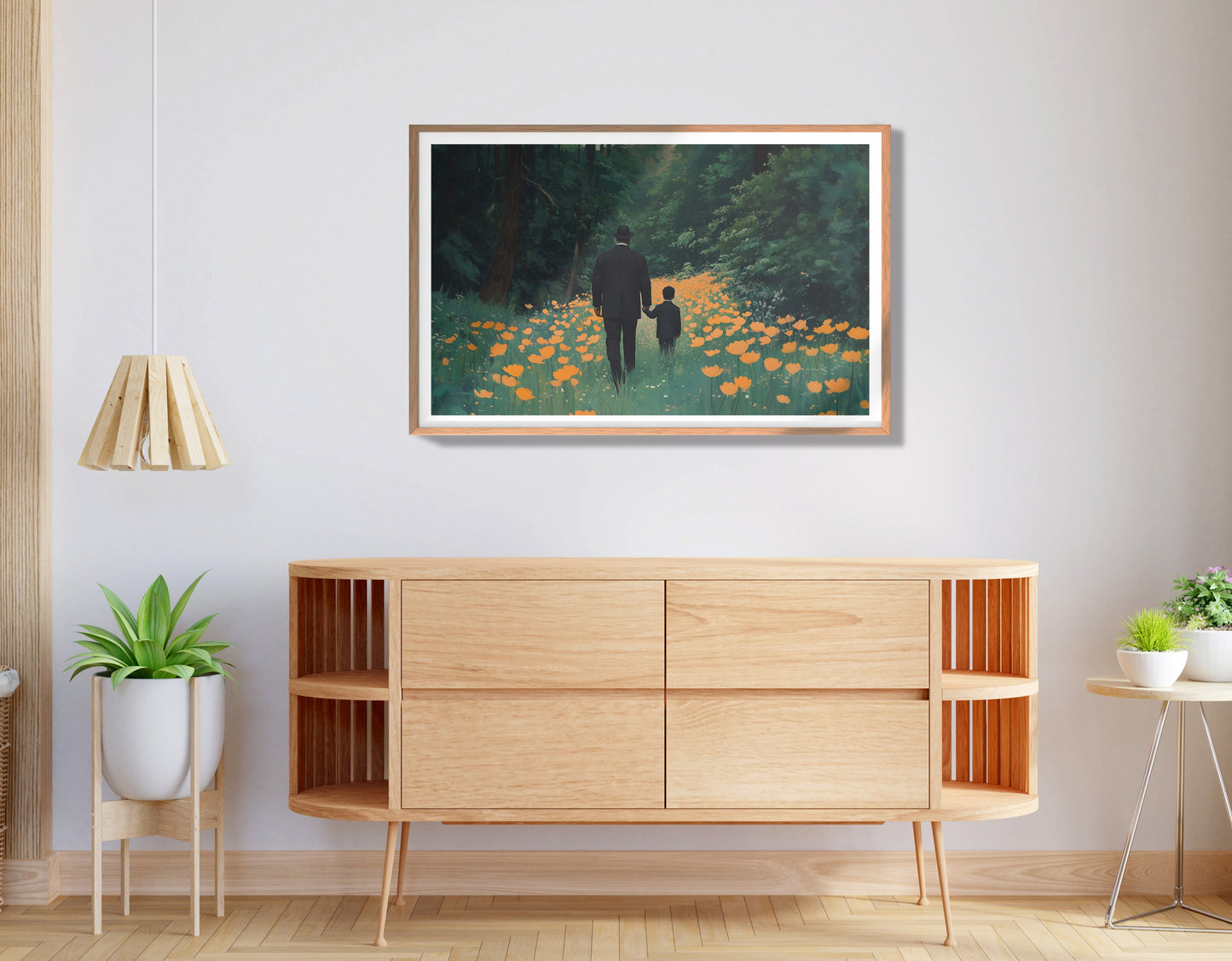 Black Father and Child Flower Field Black family wall art view 80