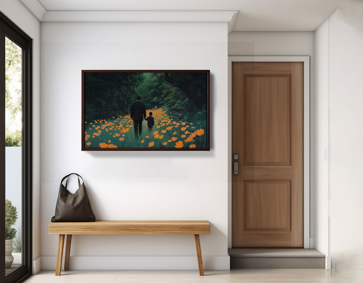 Black Father and Child Floral Path Black family wall art view 35