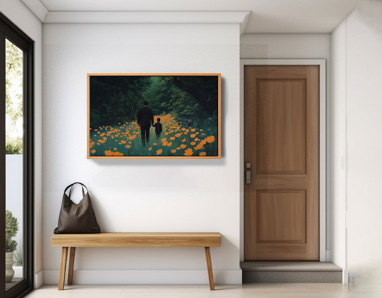 Black Father and Child Floral Path Black family wall art view 47