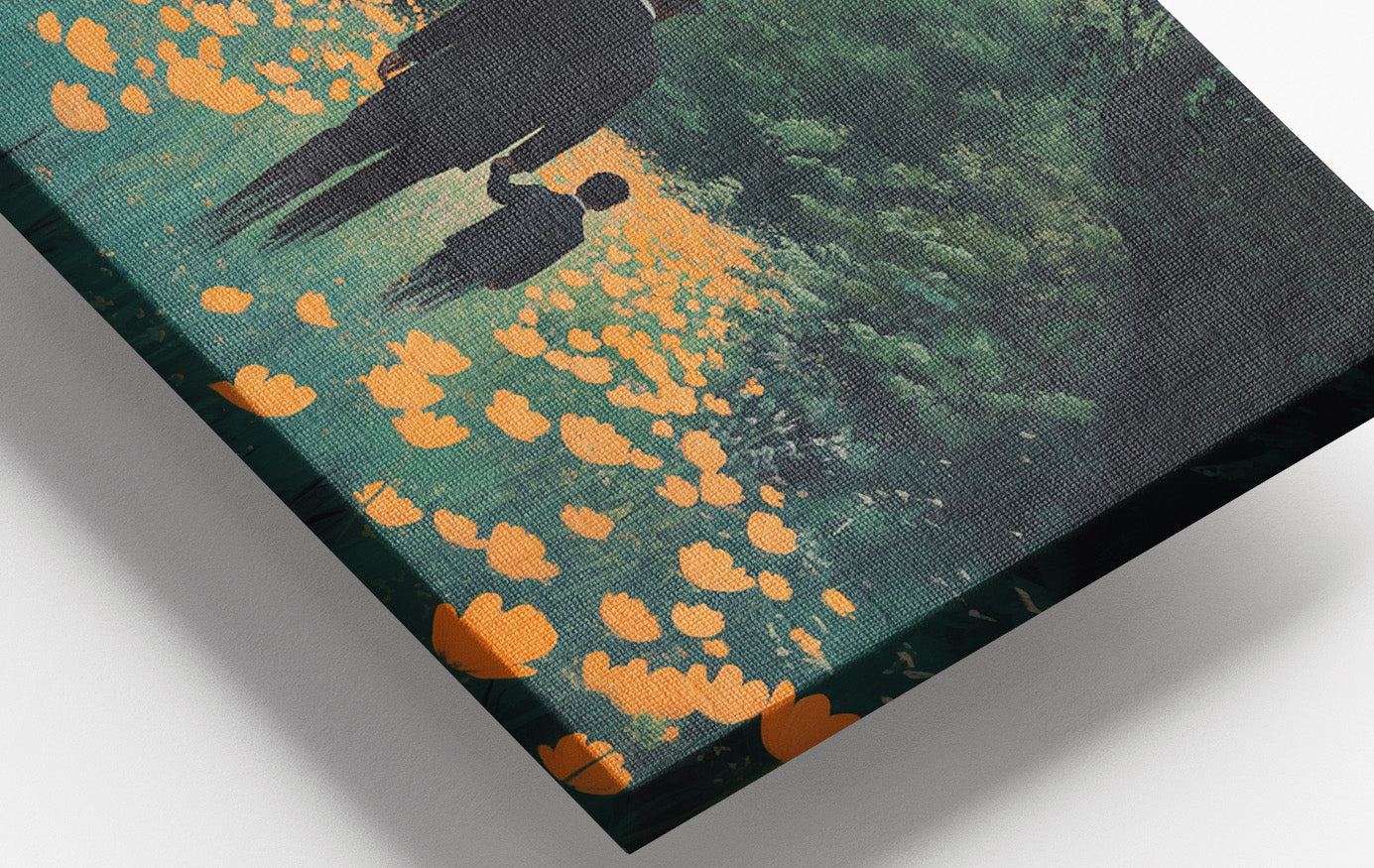 Black Father and Child Floral Path Black family wall art view 16