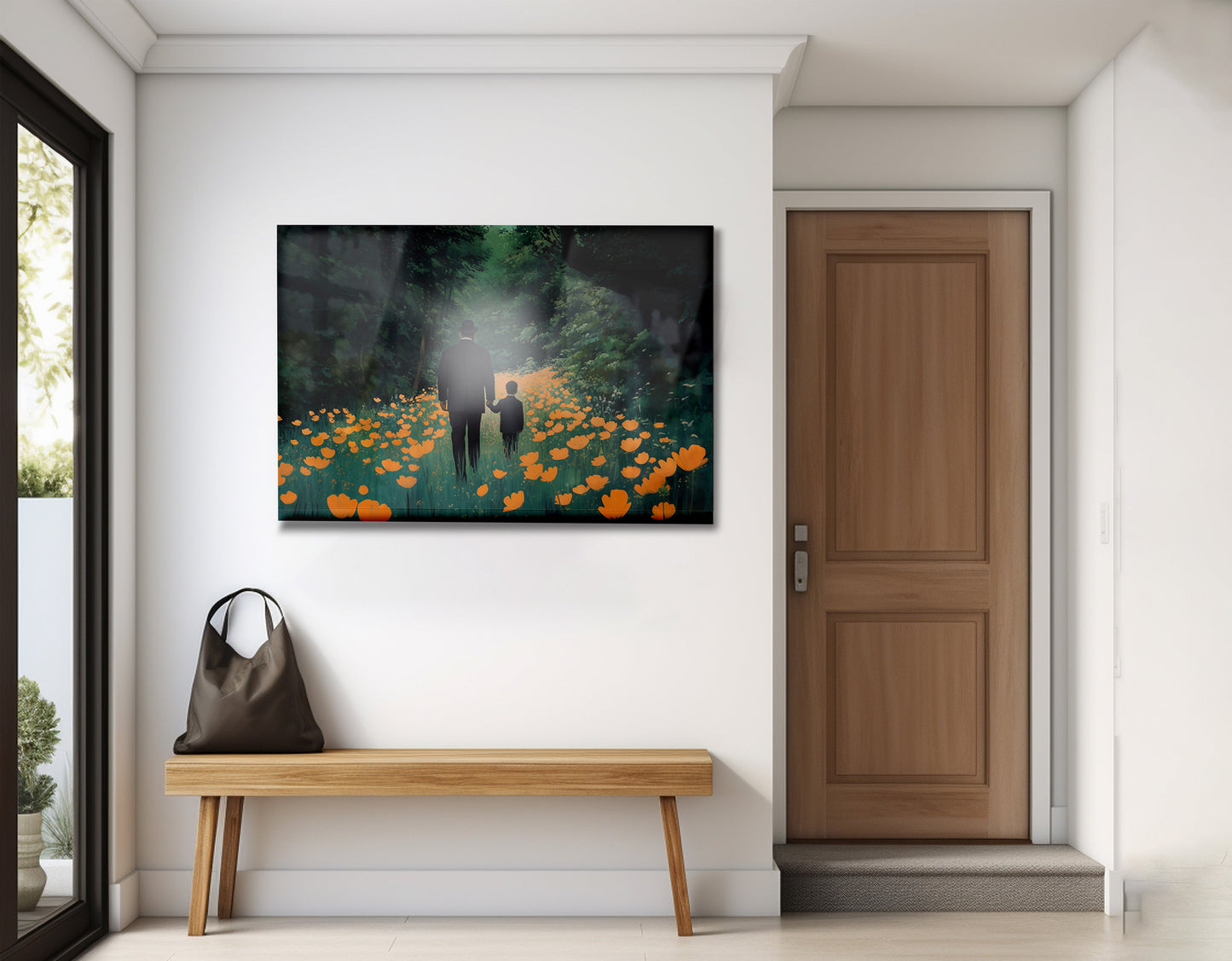 Black Father and Child Floral Path Black family wall art view 23