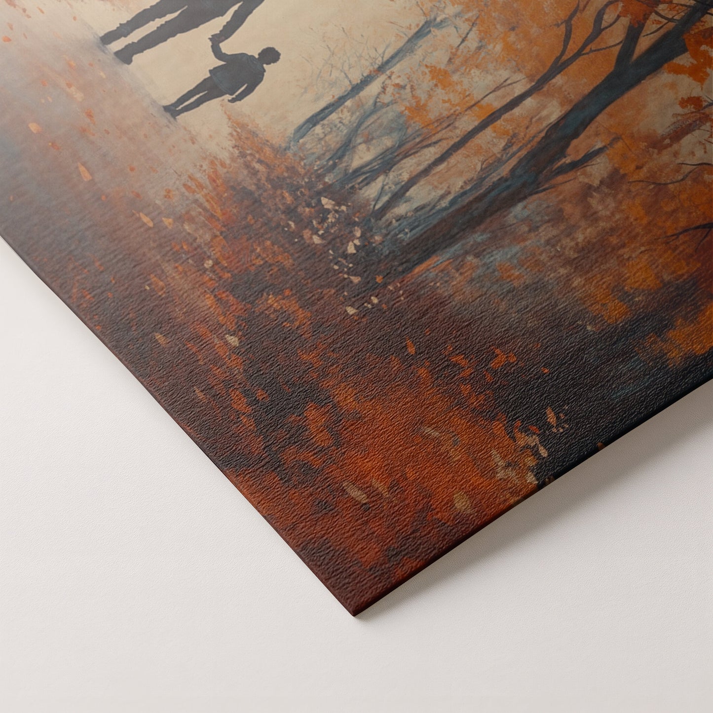 Black Father and Child Autumn Walk Black family wall art artwork by MoomZee Artwork