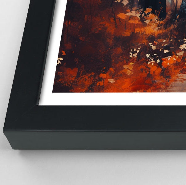 Black Father and Child Autumn Walk Black family wall art view 70