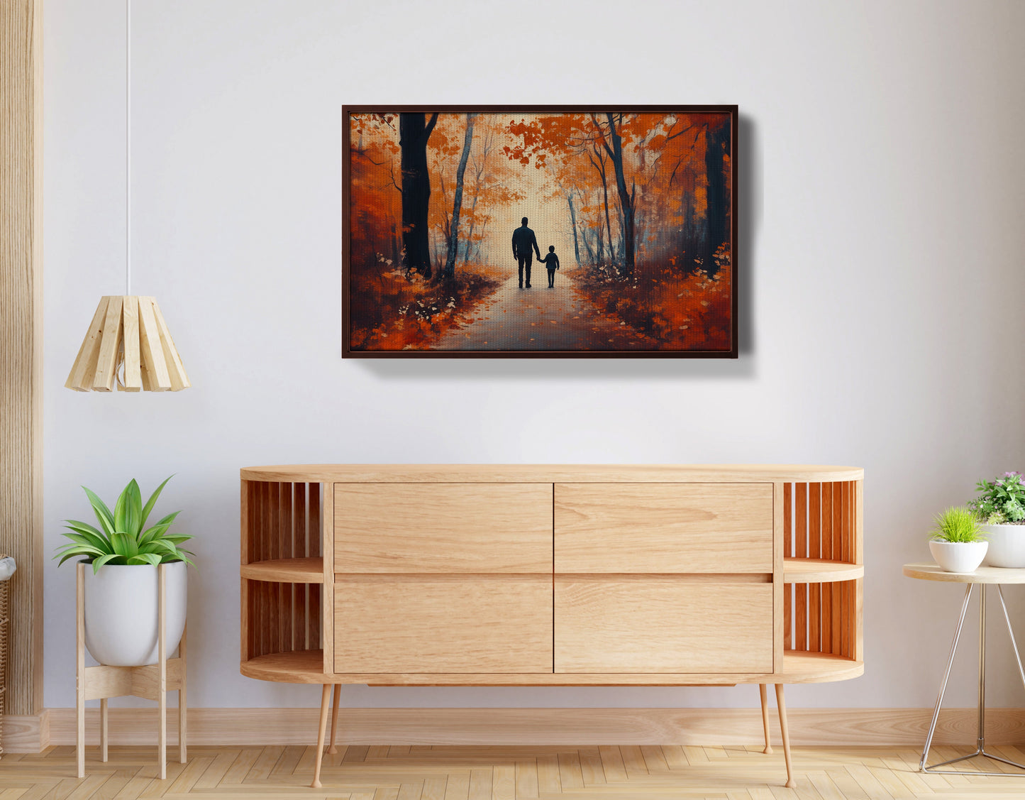Black Father and Child Autumn Walk Black family wall art view 32
