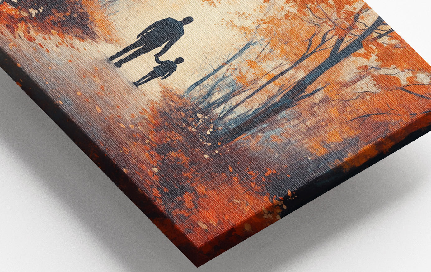 Black Father and Child Autumn Walk Black family wall art view 16