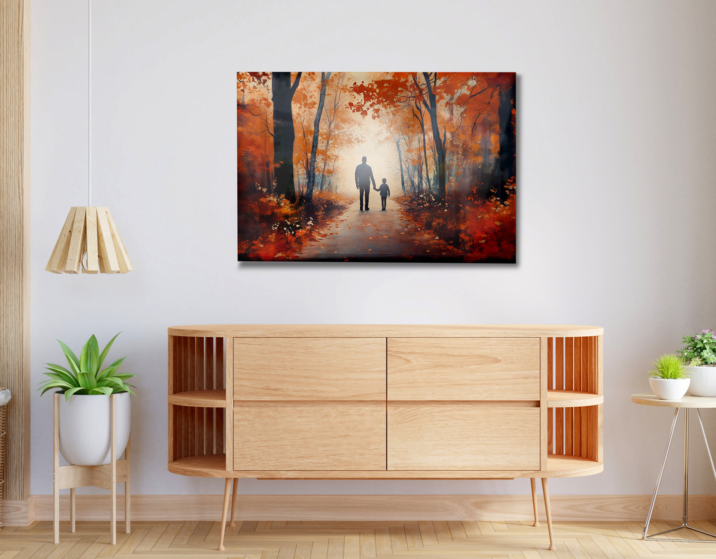 Black Father and Child Autumn Walk Black family wall art view 20