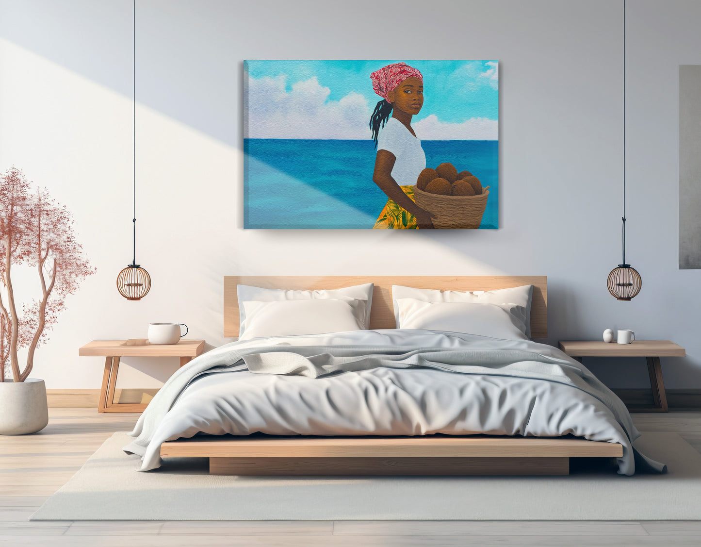 Black Girl Beach Portrait Black children wall art displayed as bedroom wall decor