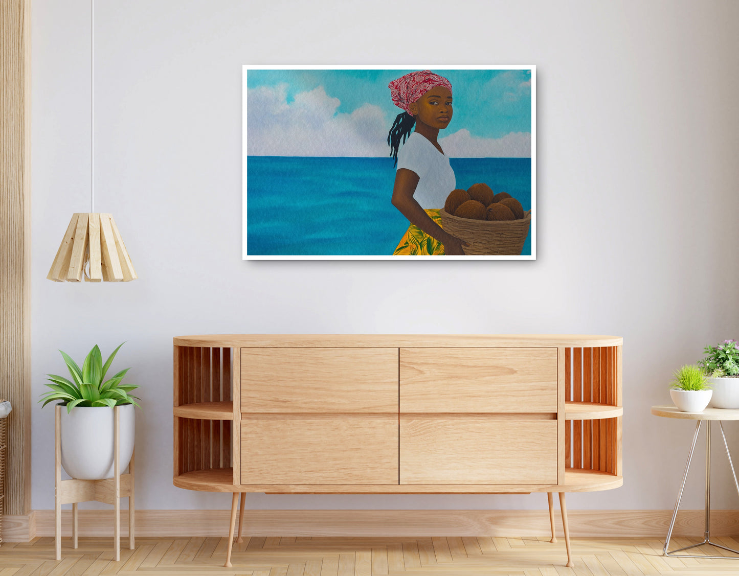 Alternate view of Black Girl Beach Portrait Black children wall art canvas print