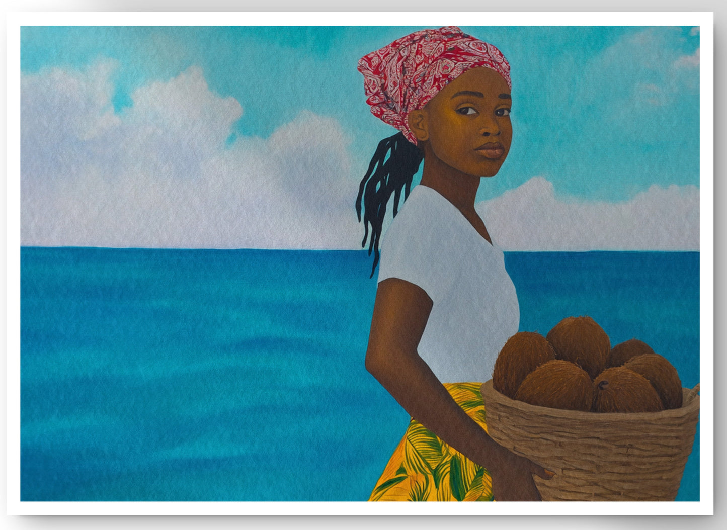 Black Girl Beach Portrait Black children wall art canvas print by MoomZee Artwork
