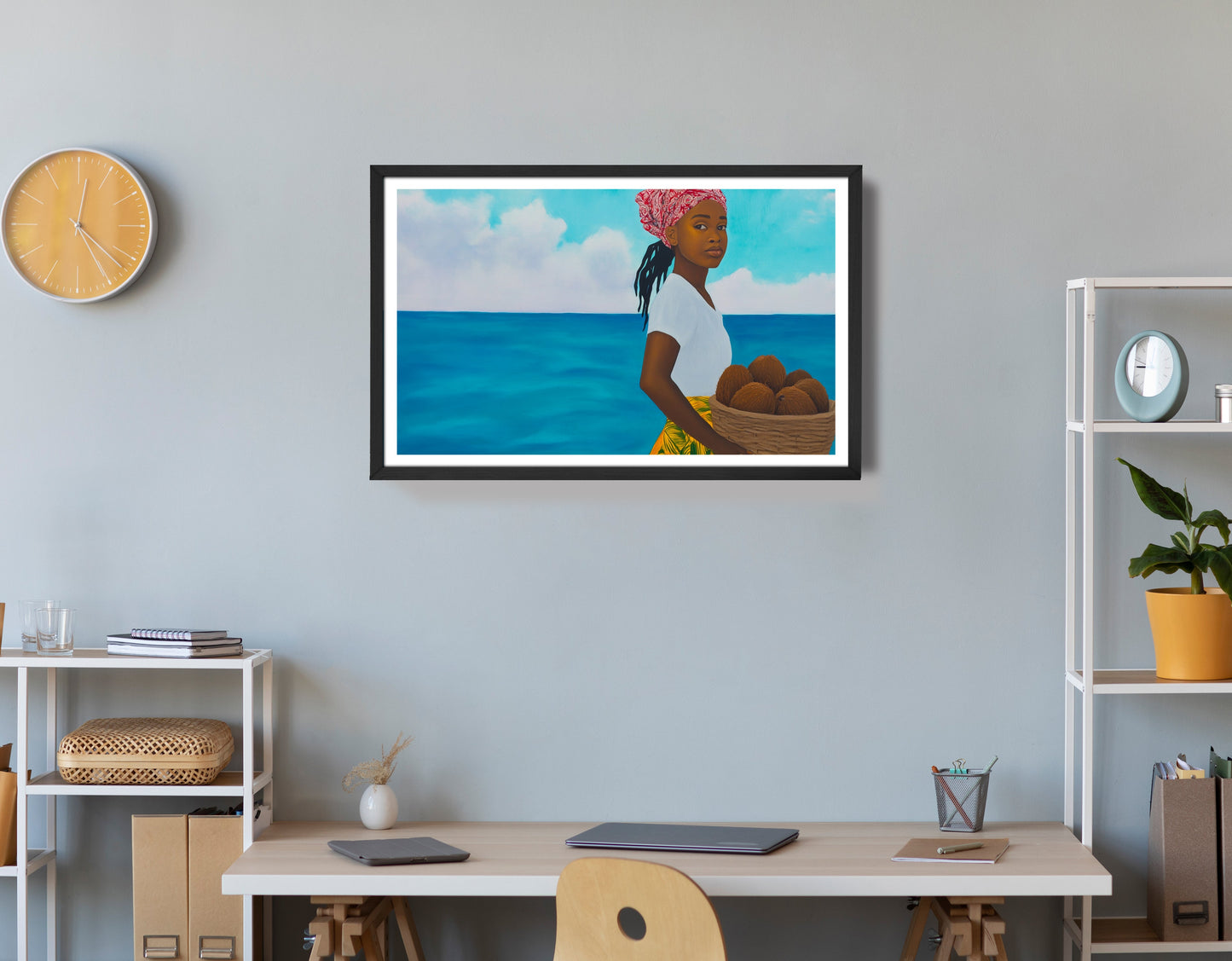Black Girl Beach Portrait Black children wall art view 72