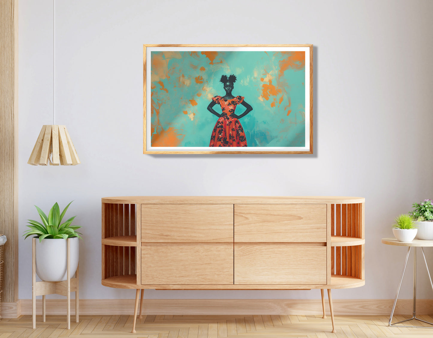 Black Girl Orange Dress Black children wall art view 74
