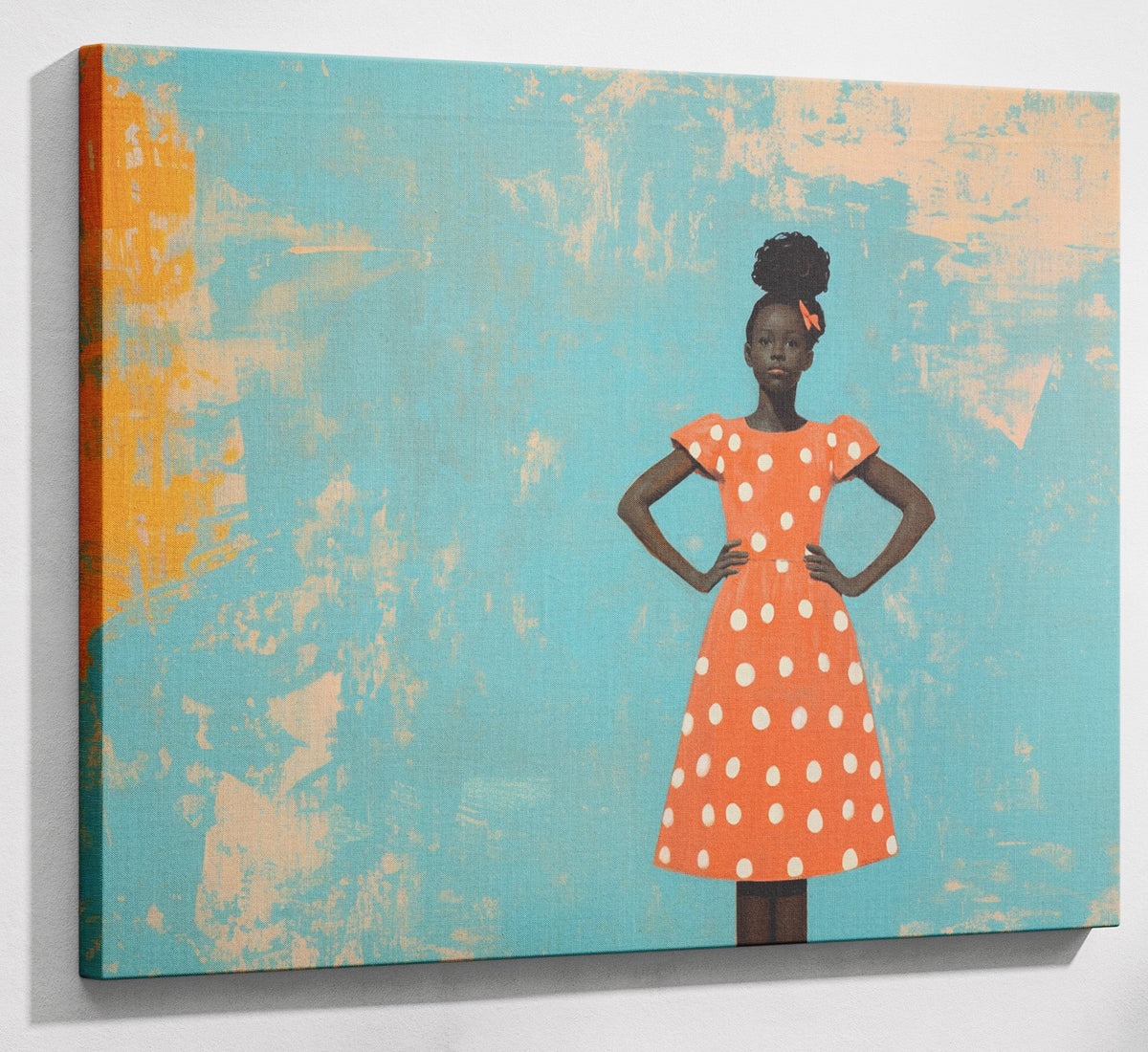 Black Girl Orange Dress Wall Art