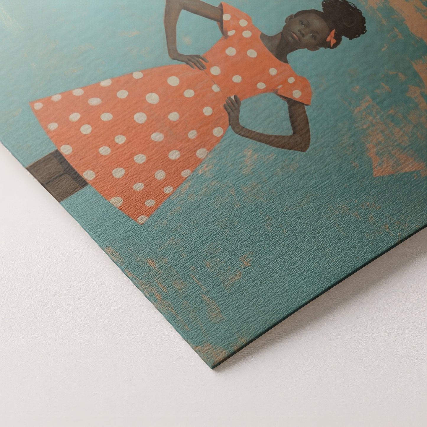 Black Girl Orange Dress Black children wall art artwork by MoomZee Artwork