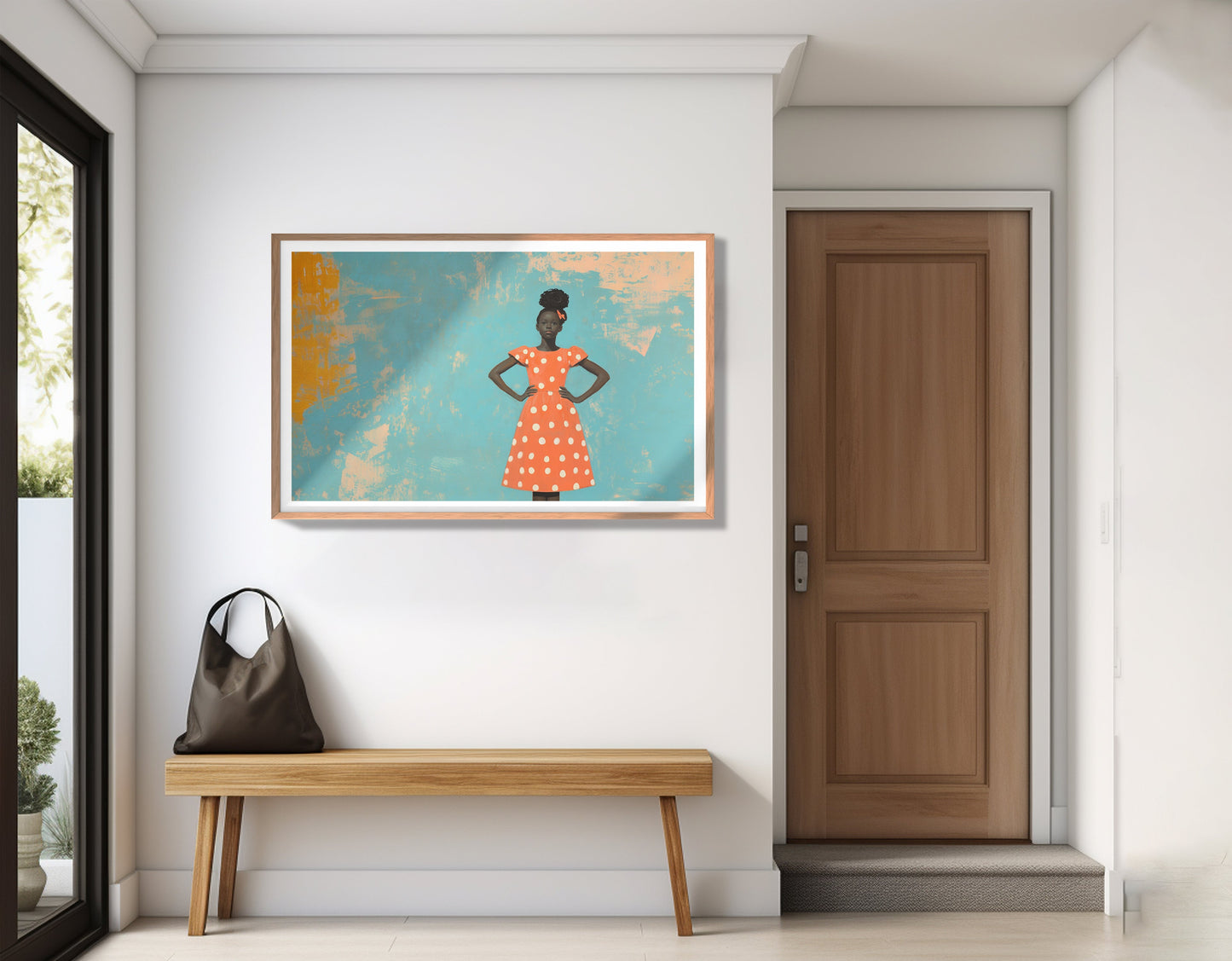 Black Girl Orange Dress Black children wall art view 83