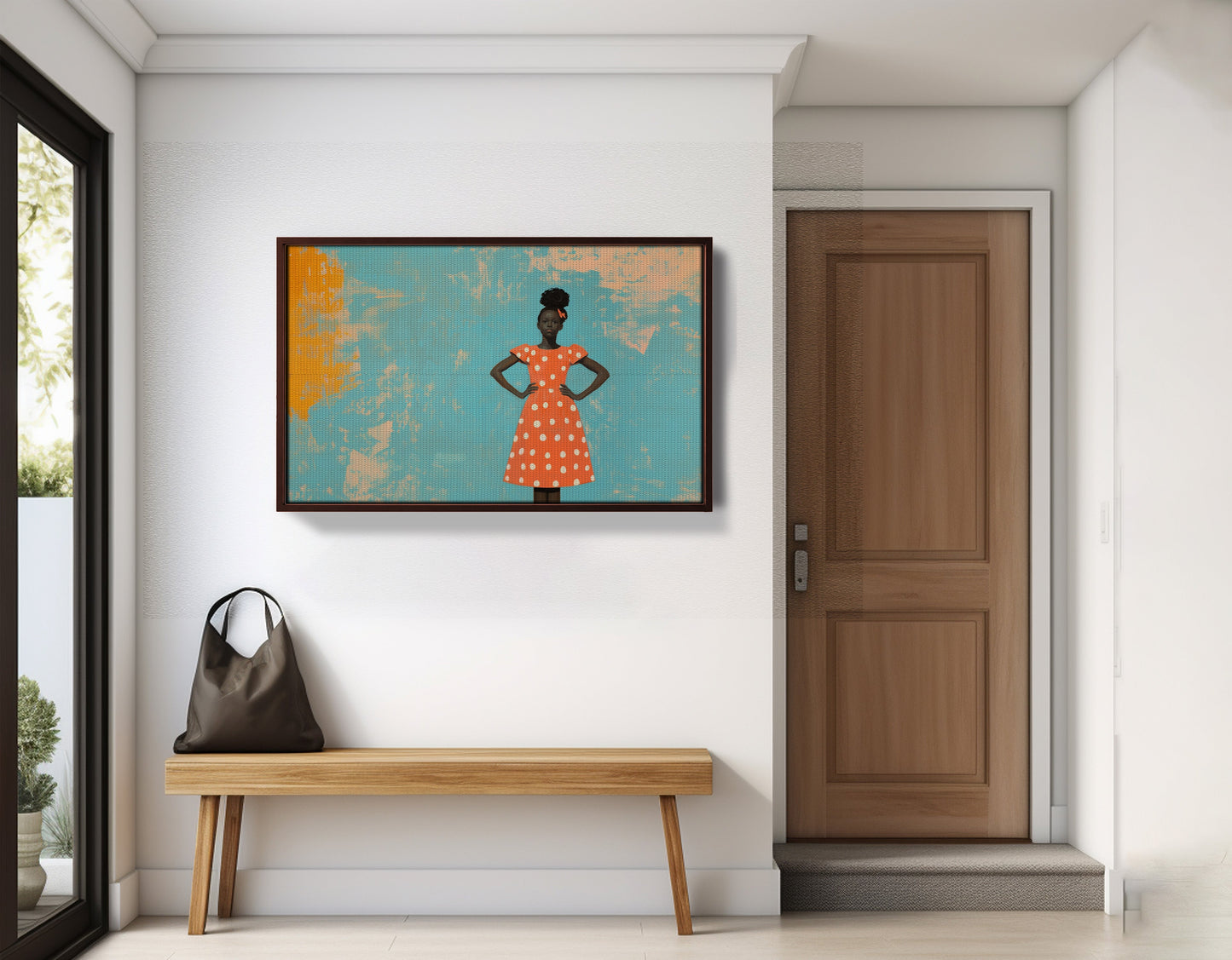 Black Girl Orange Dress Black children wall art view 35
