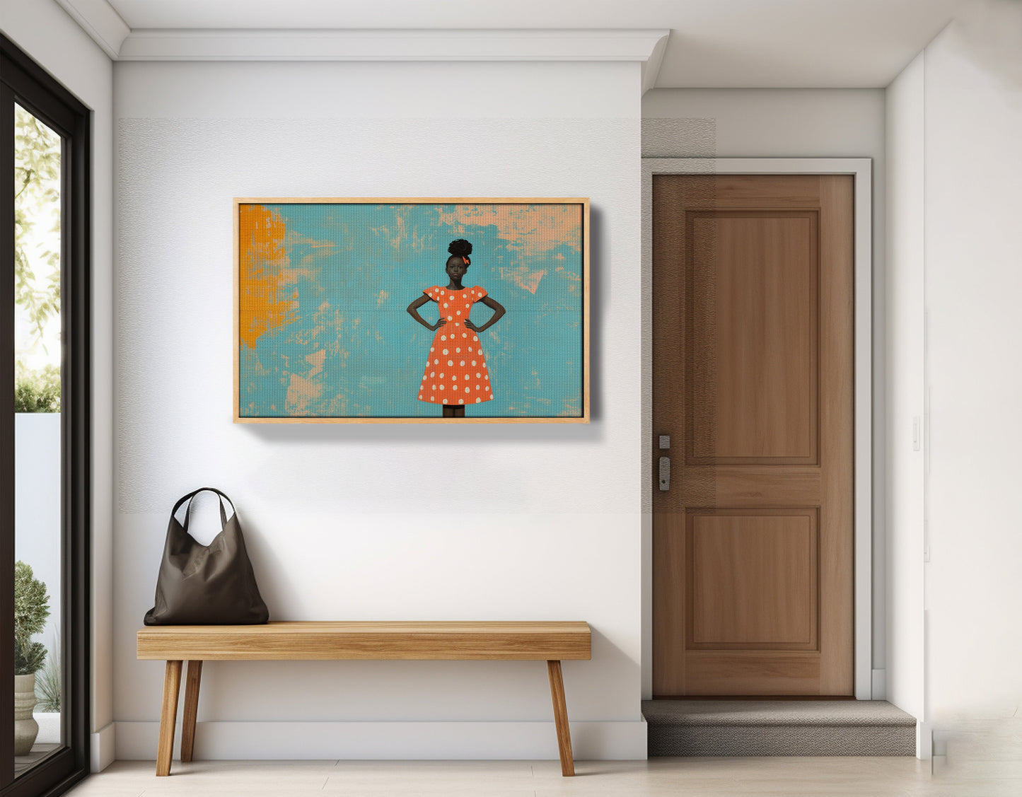 Black Girl Orange Dress Black children wall art view 53