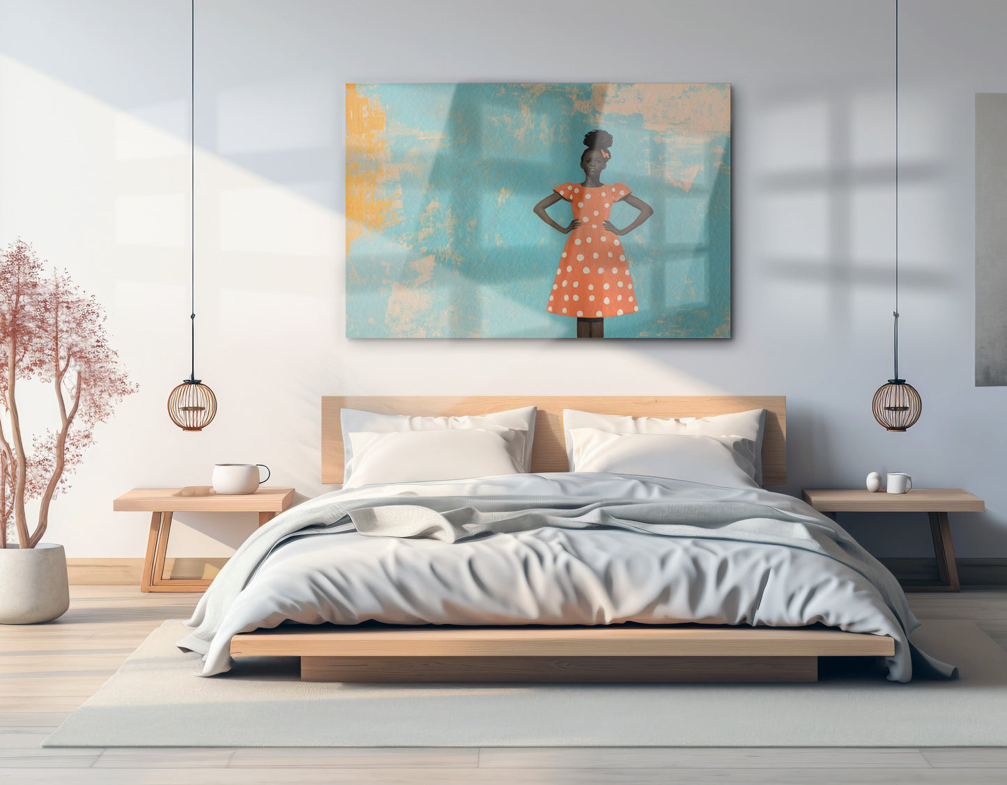 Black Girl Orange Dress Black children wall art view 21