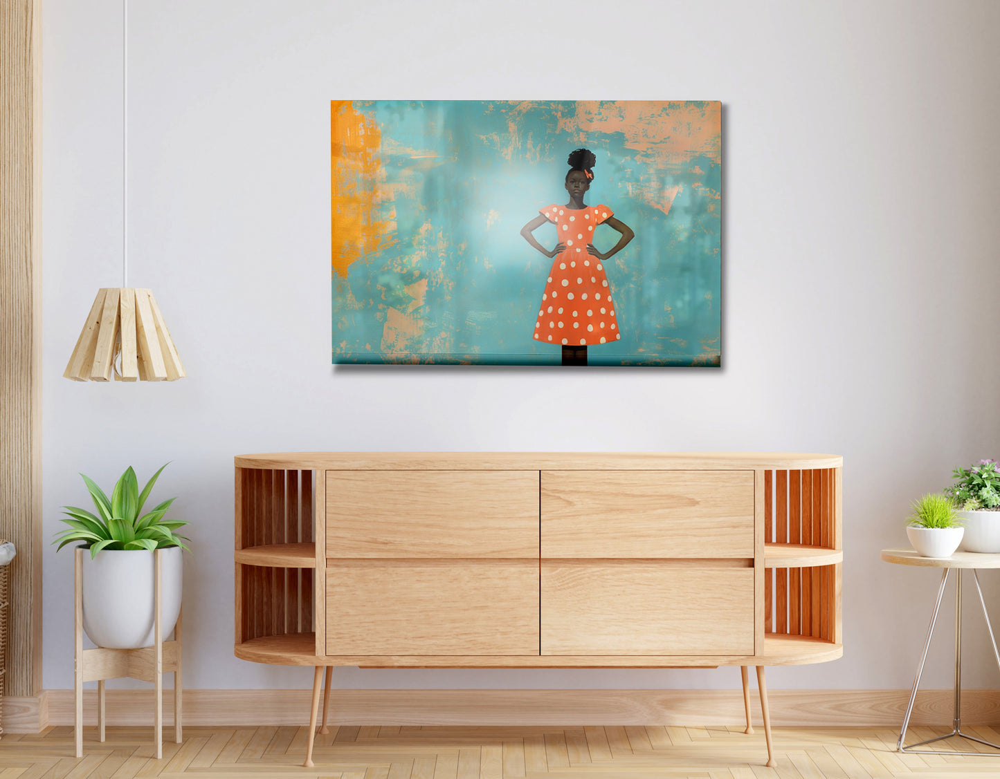 Black Girl Orange Dress Black children wall art view 20