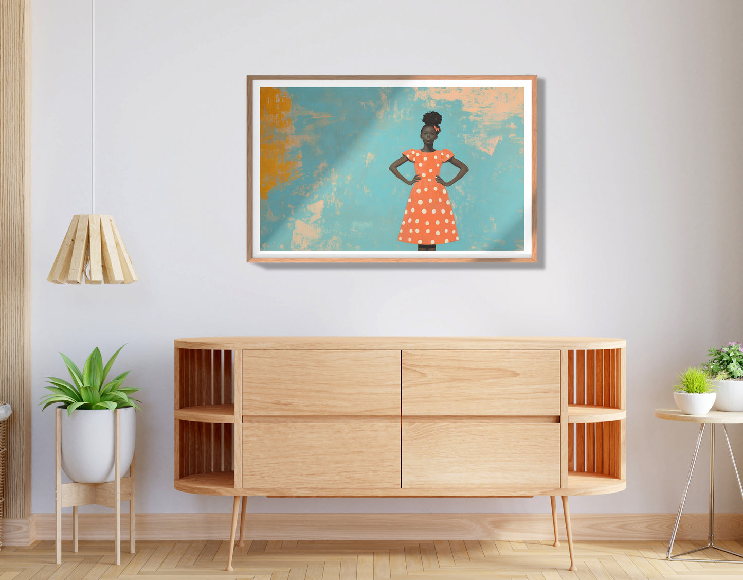 Black Girl Orange Dress Black children wall art view 80