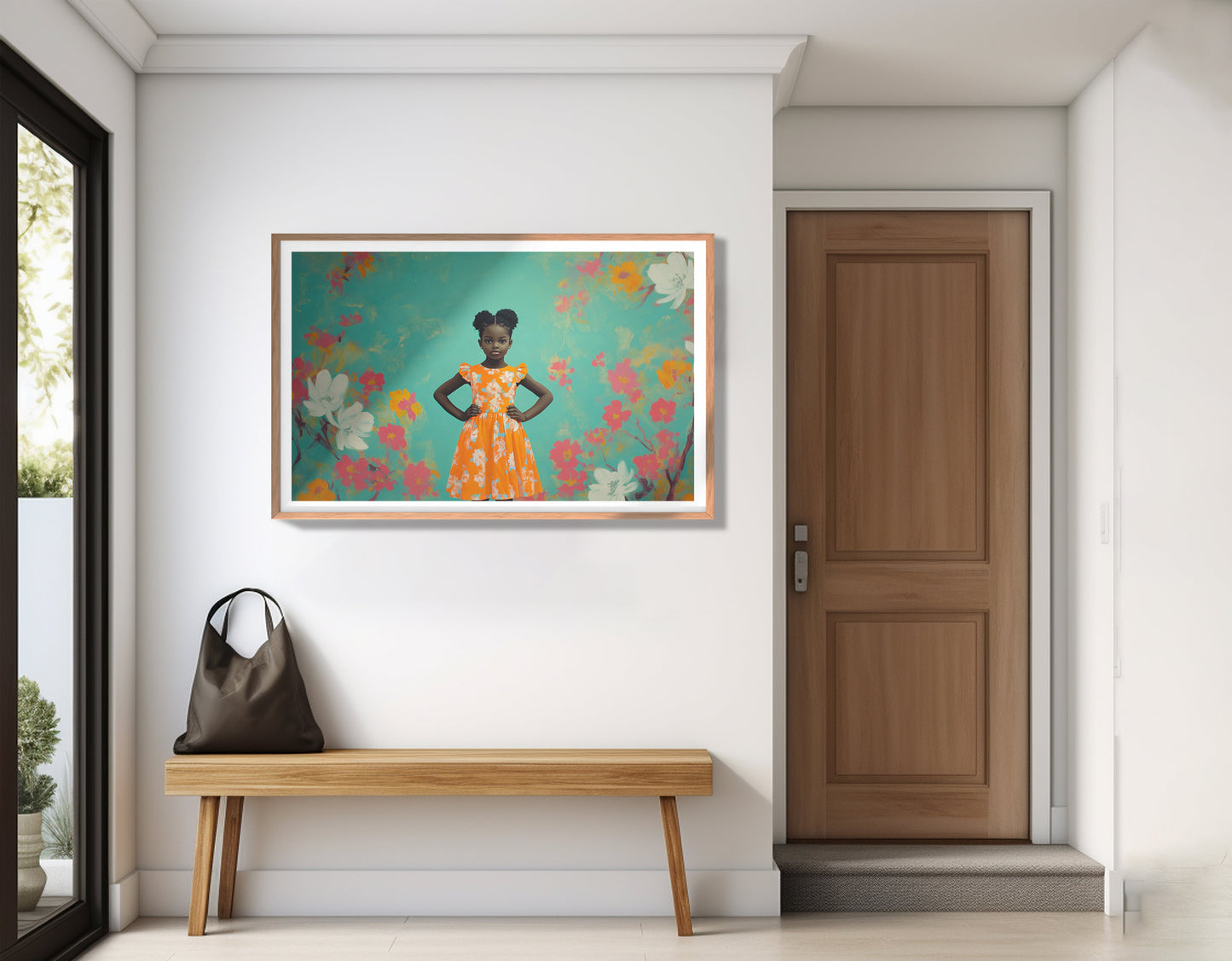 Black Girl Floral Dress Black children wall art view 83