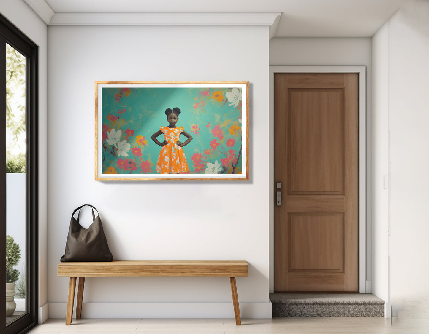 Black Girl Floral Dress Black children wall art view 77