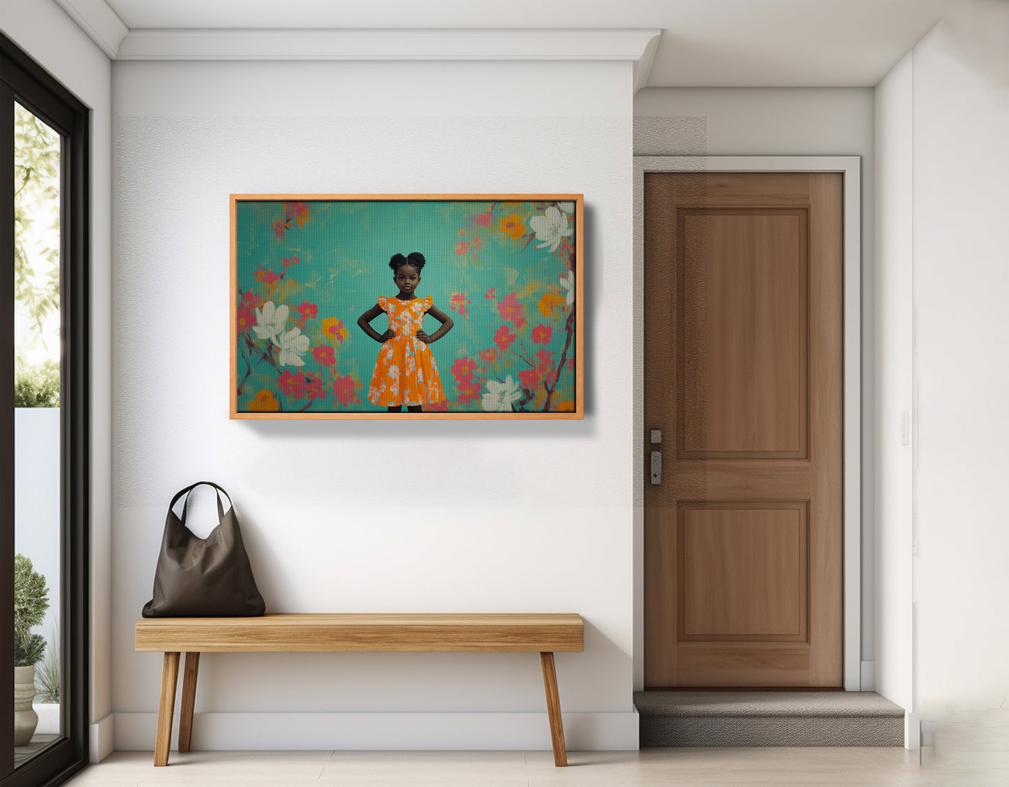 Black Girl Floral Dress Black children wall art view 47