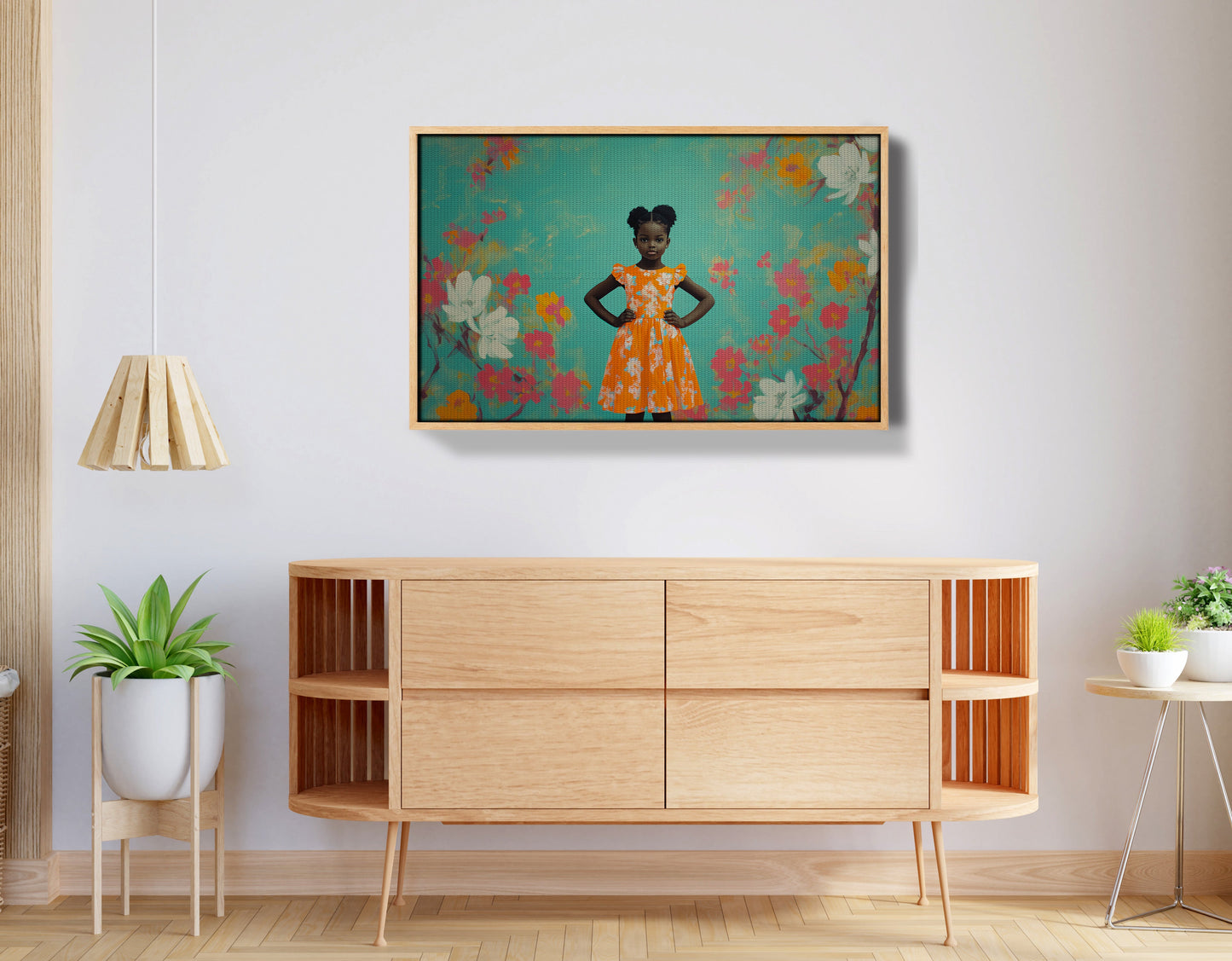Black Girl Floral Dress Black children wall art view 50