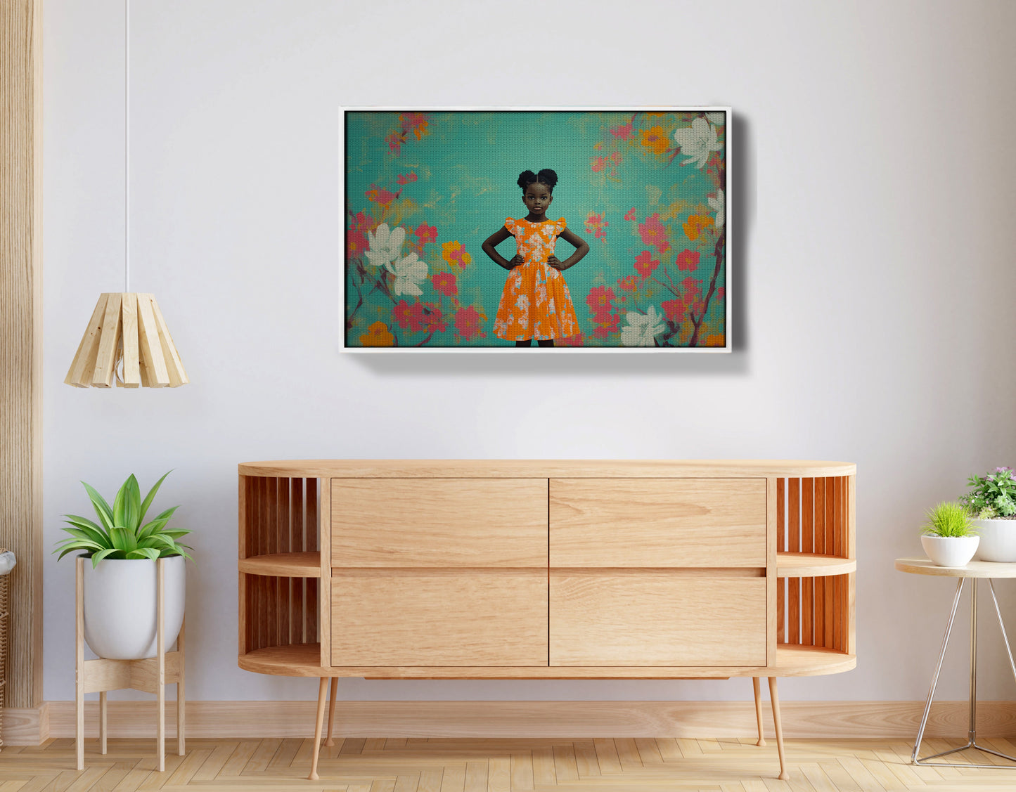 Black Girl Floral Dress Black children wall art view 62