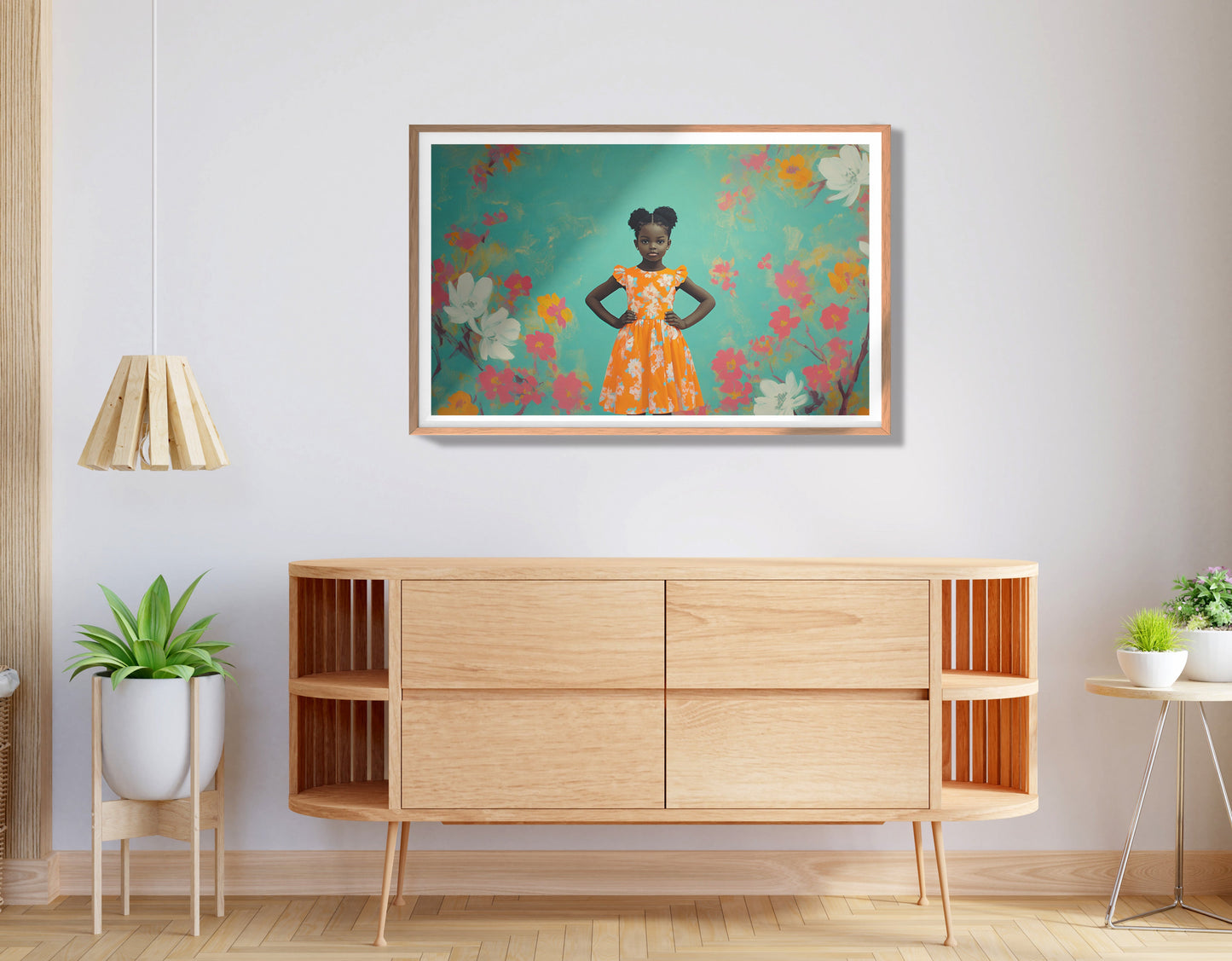 Black Girl Floral Dress Black children wall art view 80