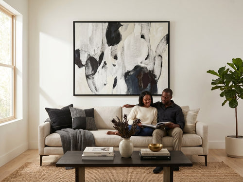 Black Abstract Wall Art for Modern Homes: Living room