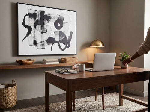 Black Abstract Wall Art for Modern Homes: Home office or creative corner