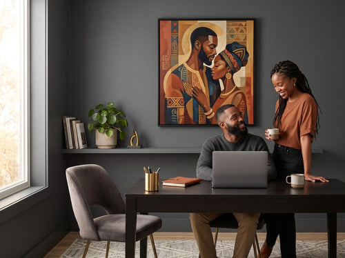 Black Couple Wall Art for Bedrooms: Home office or creative corner