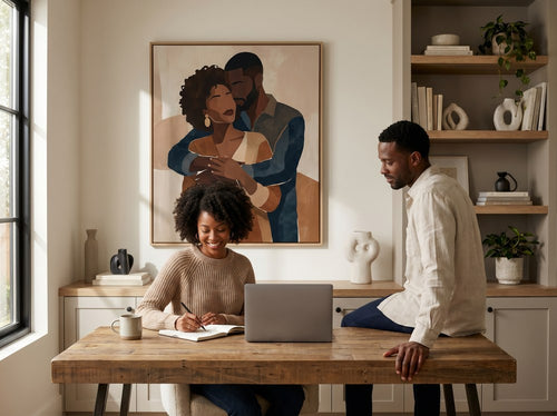Black Couple Wall Art Gift Ideas: Home office or creative corner