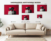 Elegant Black Couple in Red Black love wall art for home decor