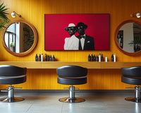 Black elegance and fashion captured in minimalist art style.