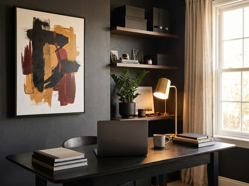Black Home Decor Ideas for a Warm, Personal Space: Home office or creative corner